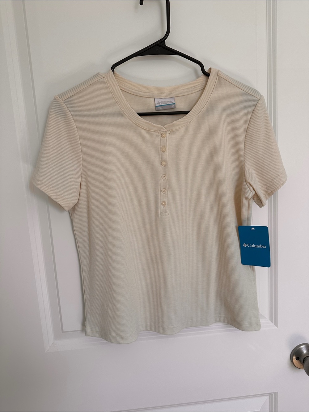 Columbia Cream Ribbed Henley Tee